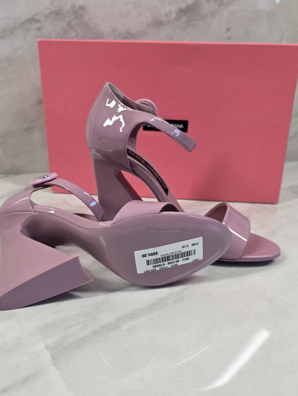 Dolce & Gabbana Patent Wedge Sandals with Logo Button - Picture 9 of 12
